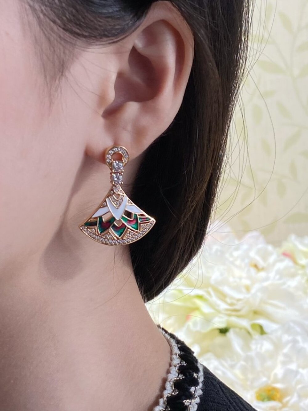 Bulgari High Camouflage Fan-Shaped Skirt Earrings